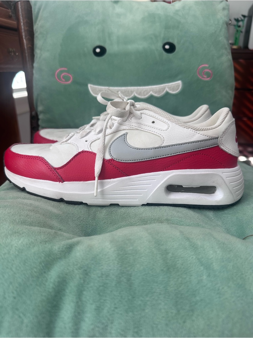 Nike White, Red & Gray Low-Top Sneaker